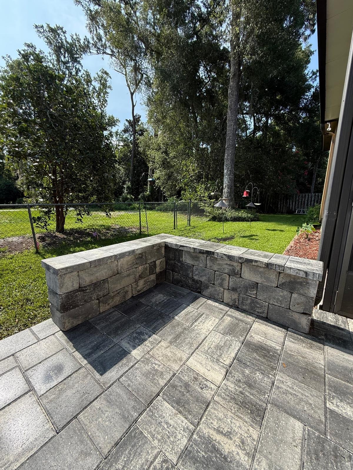 Walkway built with interlocking pavers
